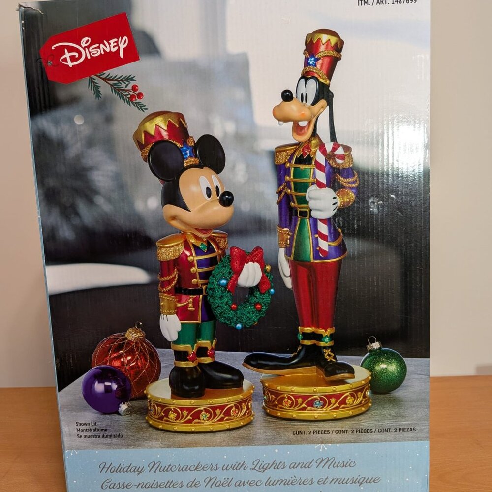 Disney Christmas Mickey Mouse & Goofy Nutcracker Set With Lights And Music